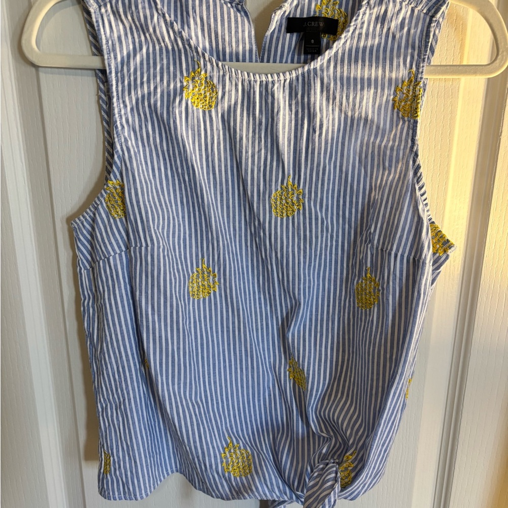 J. Crew Blue and Yellow Striped Women's Top